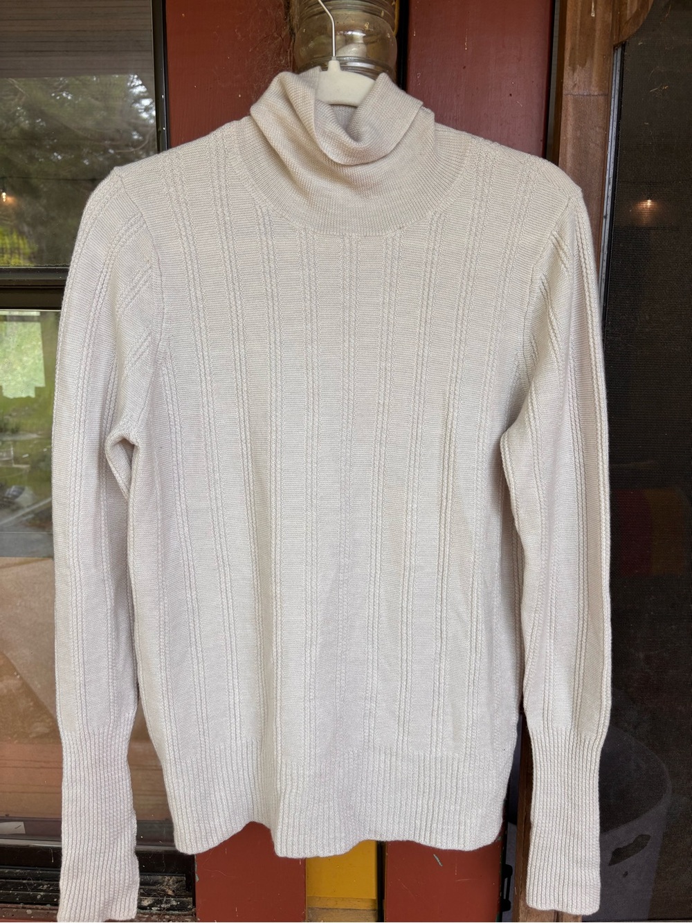 Wrap London Cream Ribbed Turtleneck Sweater